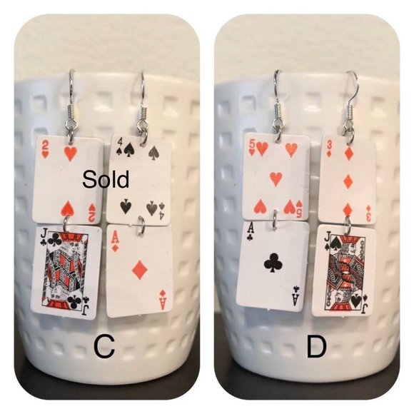 Mini poker earrings, playing cards earrings - Picture 3 of 8